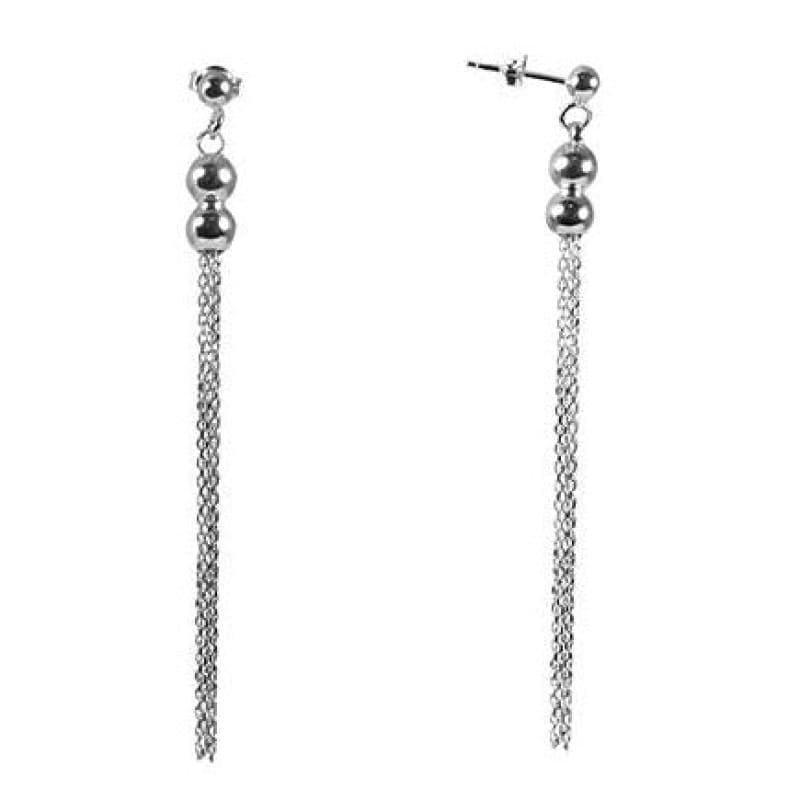 Aros largos 2 bolitas y 4 colgantes Plata Italiana 925 - Metalli - Default Title - Perfumisimo